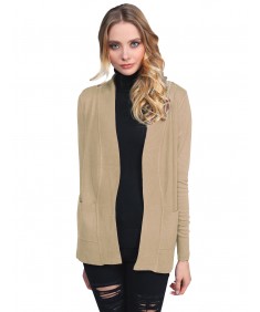 Women's Solid Open Cardigan with Front Pockets