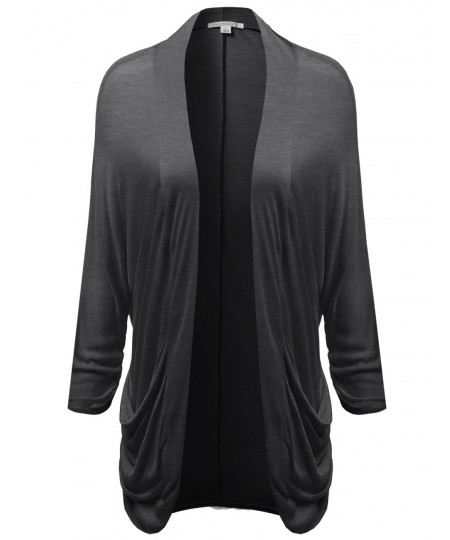 Women's 3/4 Sleeve Pocket Open Cardigans