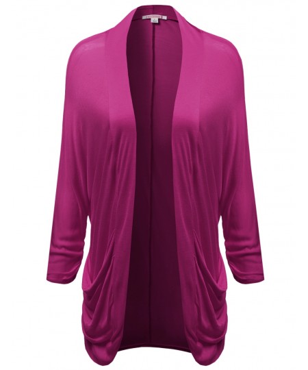 Women's 3/4 Sleeve Pocket Open Cardigans