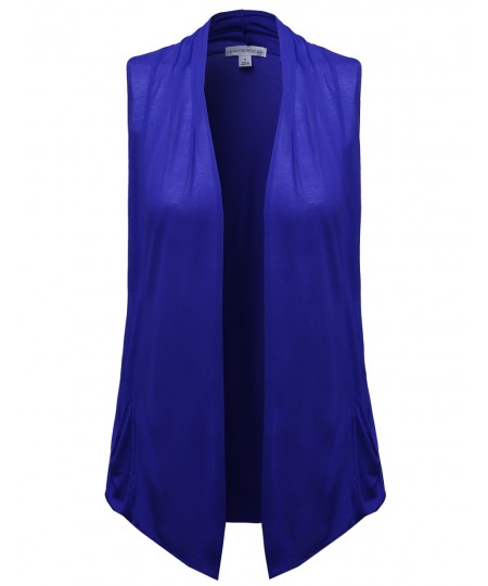 Women's Basic Shawl Collar Sleeveless Jersey Vest Cardigans