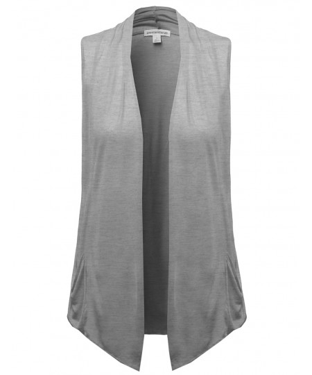 Women's Basic Shawl Collar Sleeveless Jersey Vest Cardigans