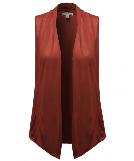 Women's Basic Shawl Collar Sleeveless Jersey Vest Cardigans