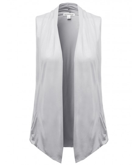 Women's Basic Shawl Collar Sleeveless Jersey Vest Cardigans