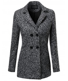 Women's Boucle Yarn Classic Double Breasted Coat