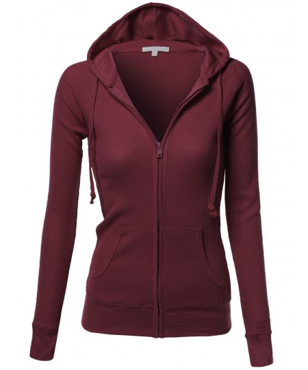 Women's Basic French Terry Zip Up Workout Hoodie Jackets _x000D_
