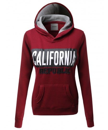 Women's Soft Warm Fleece Hoodie Contrast Pullover