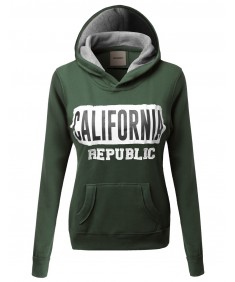 Women's Soft Warm Fleece Hoodie Contrast Pullover