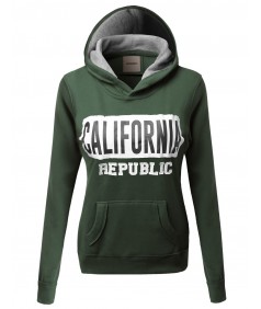 Women's Soft Warm Fleece Hoodie Contrast Pullover