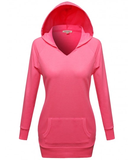 Women's Fleece Lined Lightweight Longline Pullover Hoodie