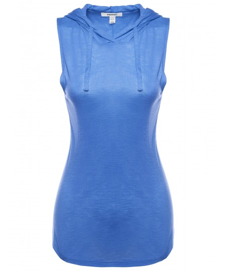 Women's Hooded Sleeveless Semi-Sheer Top