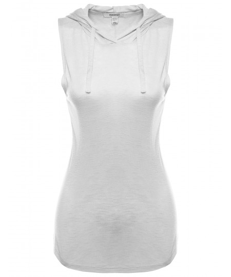 Women's Hooded Sleeveless Semi-Sheer Top