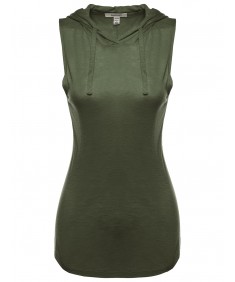 Women's Hooded Sleeveless Semi-Sheer Top