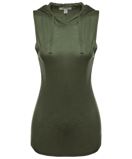 Women's Hooded Sleeveless Semi-Sheer Top