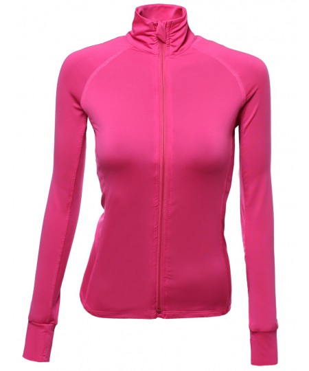 Women's Basic Solid Track Workout Jackets