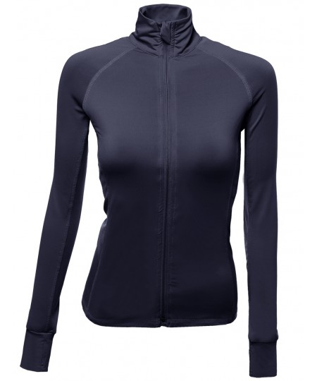 Women's Basic Solid Track Workout Jackets