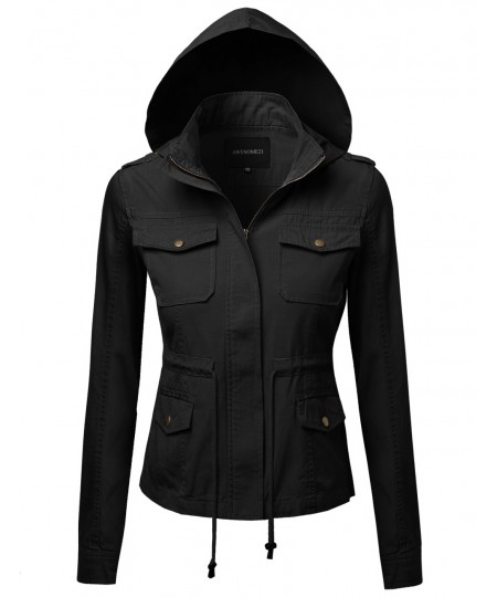 Women's Hooded Military Utility Jacket