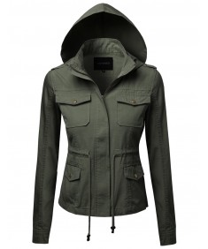 Women's Hooded Military Utility Jacket