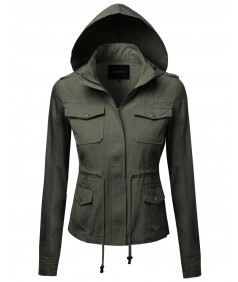 Women's Hooded Military Utility Jacket