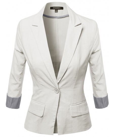 Women's 3/4 Sleeve Contrast Cool Touch Fabric Blazer