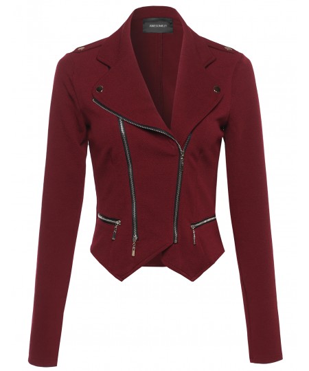 Women's Long Sleeve Double Zip Moto Jacket