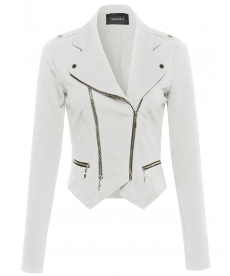 Women's Long Sleeve Double Zip Moto Jacket