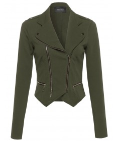 Women's Long Sleeve Double Zip Moto Jacket