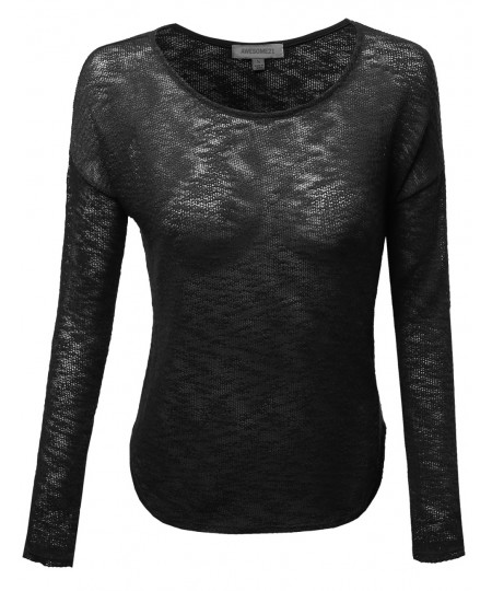 Women's Cute Elbow Patched Hacci Sweater Knit Top