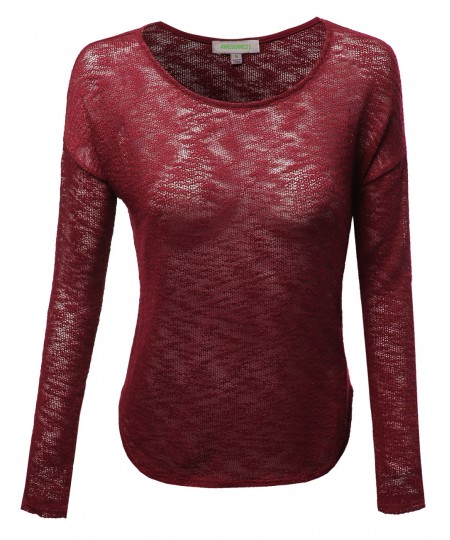 Women's Cute Elbow Patched Hacci Sweater Knit Top