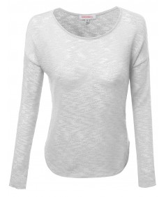 Women's Cute Elbow Patched Hacci Sweater Knit Top