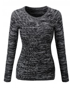 Women's Marled Loose Knit Sweater With Adorable Colors