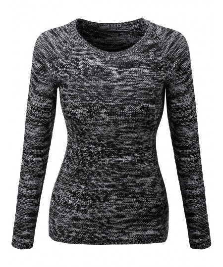 Women's Marled Loose Knit Sweater With Adorable Colors