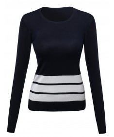 Women's Contemporary Textured Bold Stripe Sweater