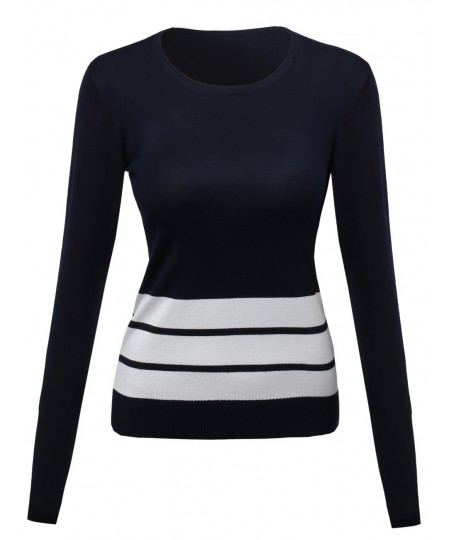 Women's Contemporary Textured Bold Stripe Sweater