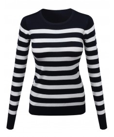Women's Comtemporary Textured Bold Stripe Sweater