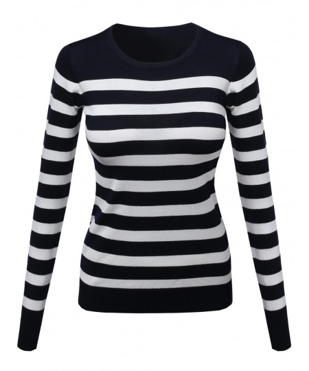 Women's Comtemporary Textured Bold Stripe Sweater