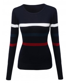 Women's Comtemporary Textured Bold Stripe Sweater