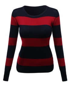 Women's Comtemporary Textured Bold Stripe Sweater