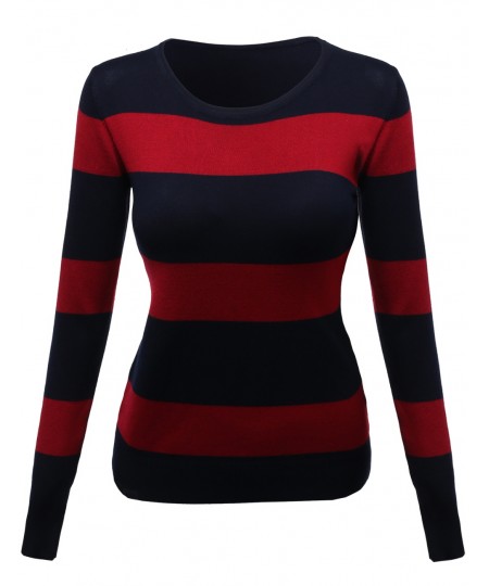 Women's Comtemporary Textured Bold Stripe Sweater