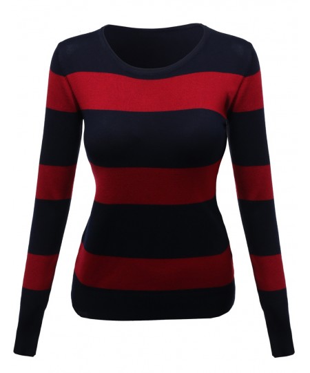Women's Comtemporary Textured Bold Stripe Sweater