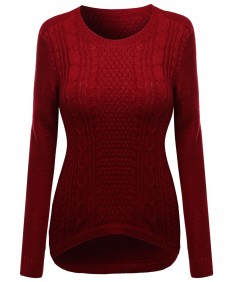 Women's 27 Inch Long Cable Knit Sweater With Adorable Colors