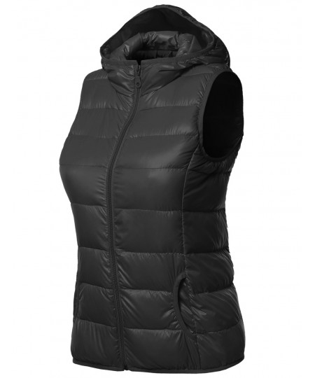 Women's Lightweight Packable Zip Puffy Down Vest