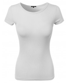 Women's Short Sleeve Round Neck Rib Top