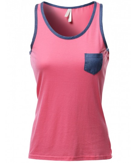 Women's Color Contrast Round Neck Tank Tops
