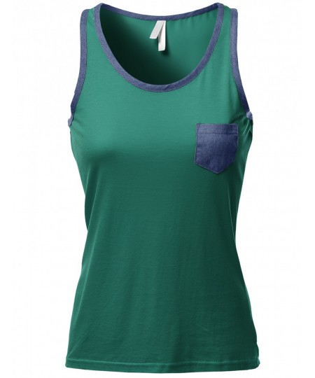 Women's Color Contrast Round Neck Tank Tops