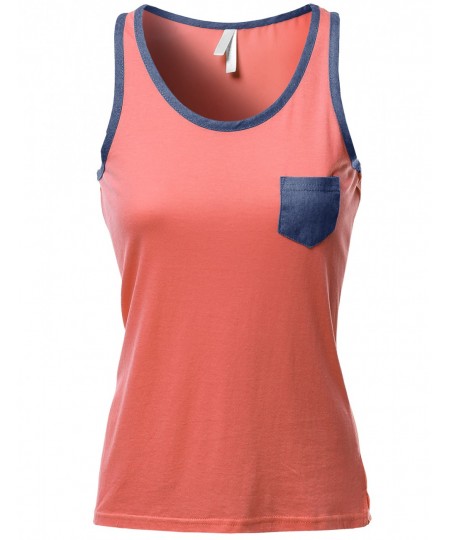 Women's Color Contrast Round Neck Tank Tops