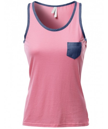 Women's Color Contrast Round Neck Tank Tops