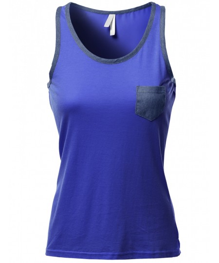 Women's Color Contrast Round Neck Tank Tops