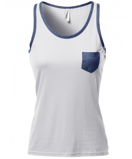 Women's Color Contrast Round Neck Tank Tops