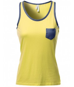 Women's Color Contrast Round Neck Tank Tops