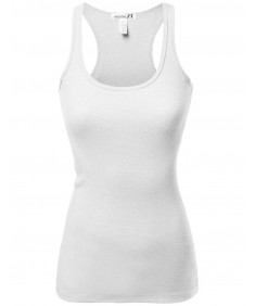 Women's Basic Solid Ribbed Racerback Sleeveless Tank Tops